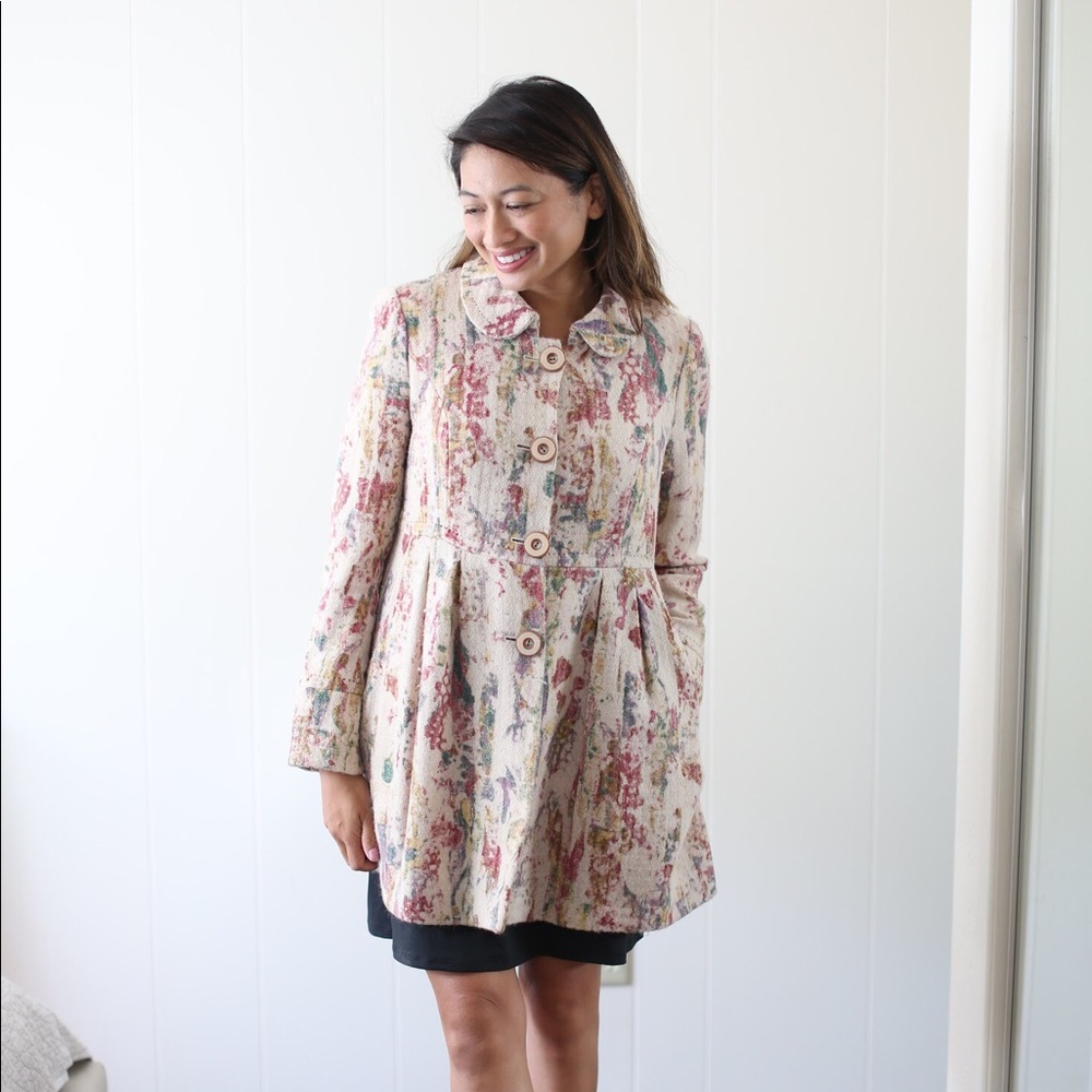 Anthropologie Elevenses Blurred Fresco Pea Coat